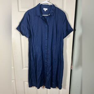 J. Jill Linen Deep Blue Shirt Dress, 100% linen, summer dress
